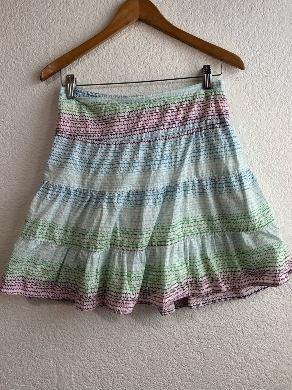 Y2K Volcom Pastel Striped A-Line Tiered Skirt Small